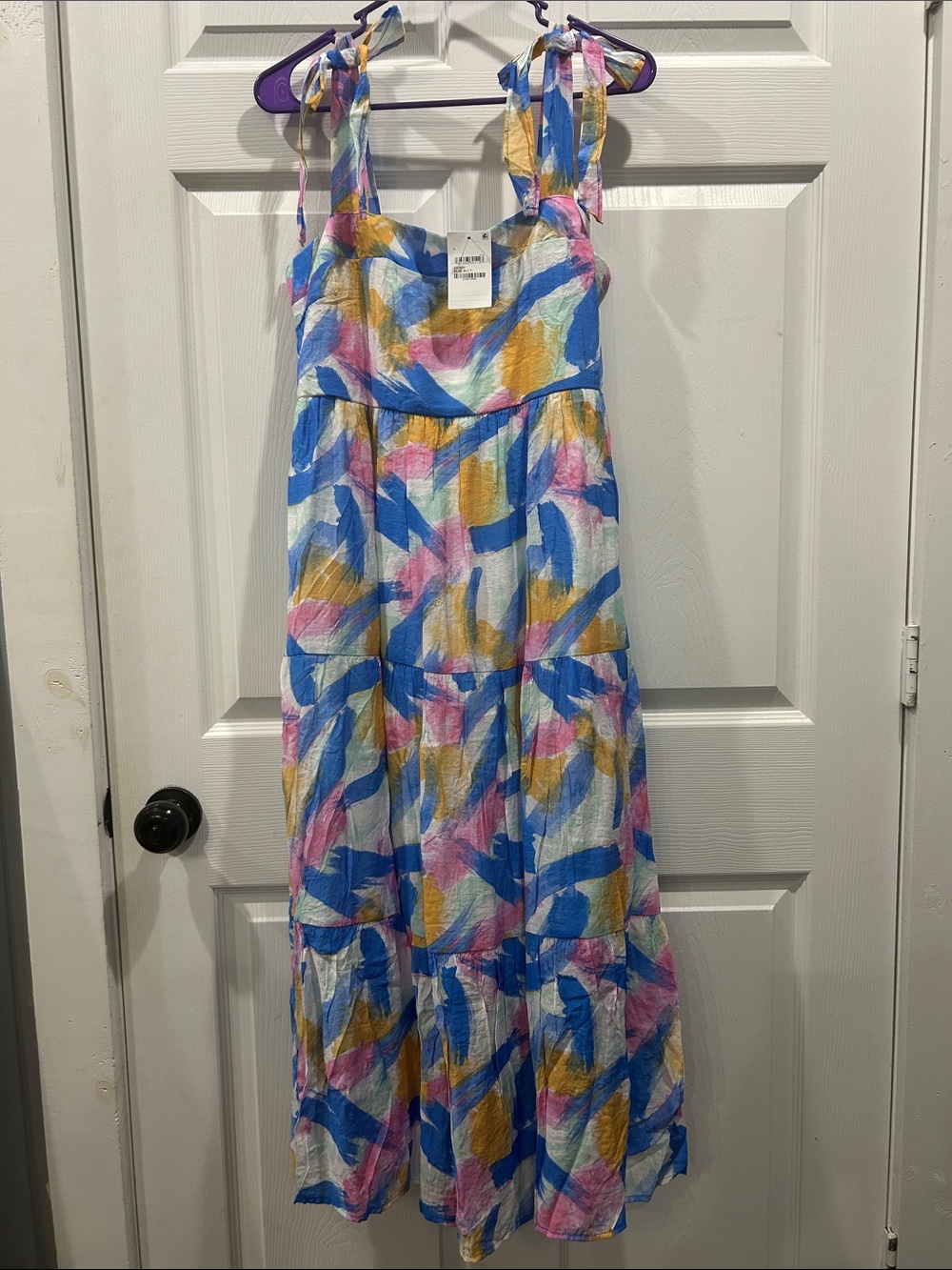 NWT blu pepper Bright Abstract Maxi Dress - Blue, Pink & Yellow